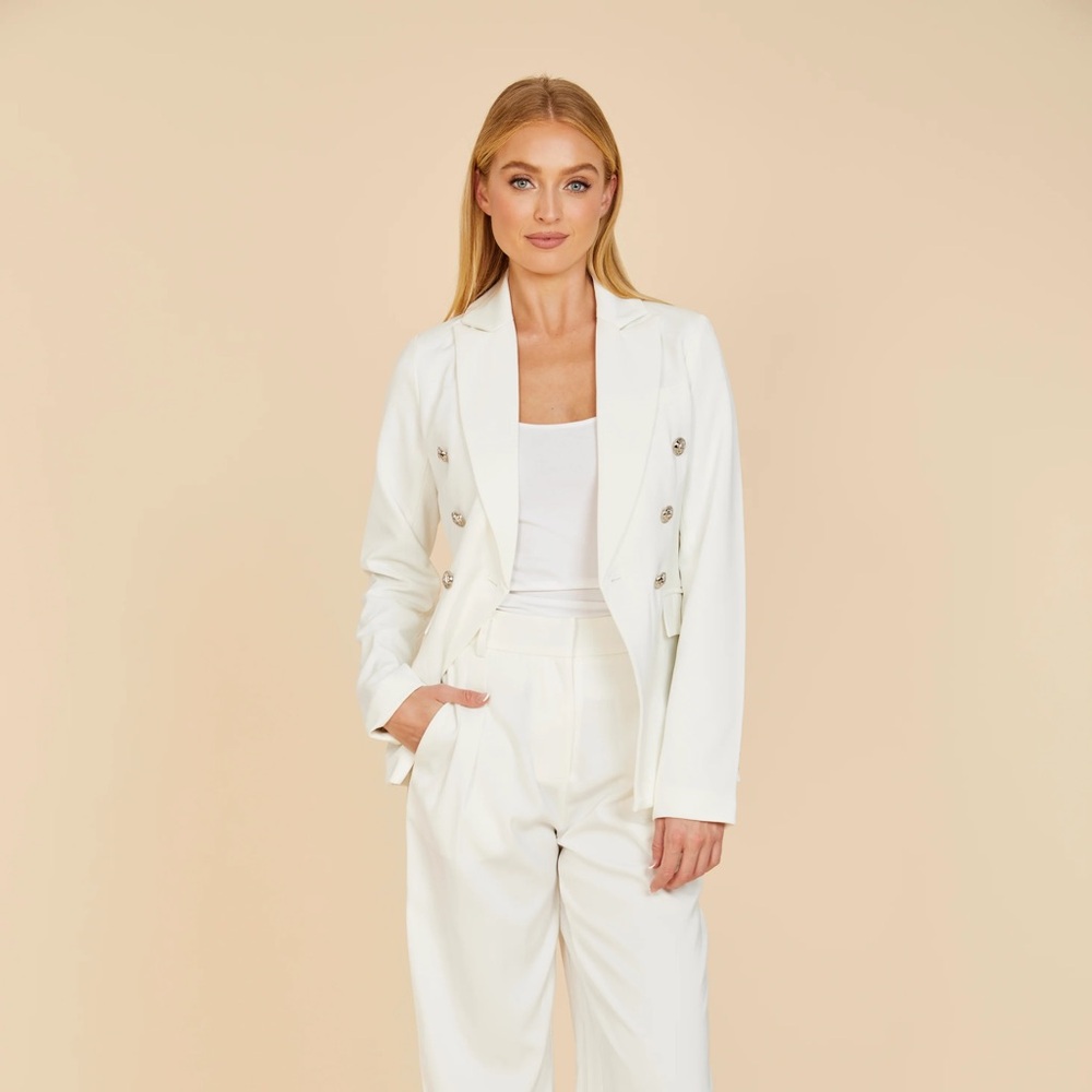 NWT - Dolce Cabo White Double Breasted Blazer Size Small | New in Poly Bag